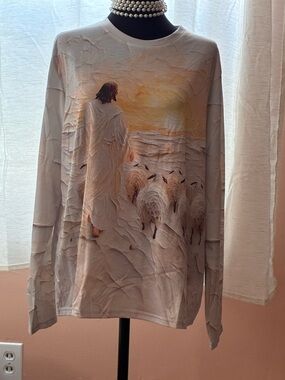 Sunset Shepherd Graphic Crewneck - Beige & Warm Tones-size M